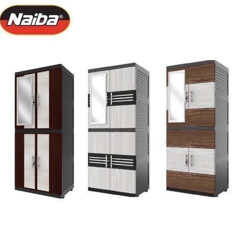 Naiba Fit 9524 / 9504 -  Lemari Plastik Naiba FIT Jumbo Kaca MIROR + Kunci FULL RAK | Cabinet Jumbo 