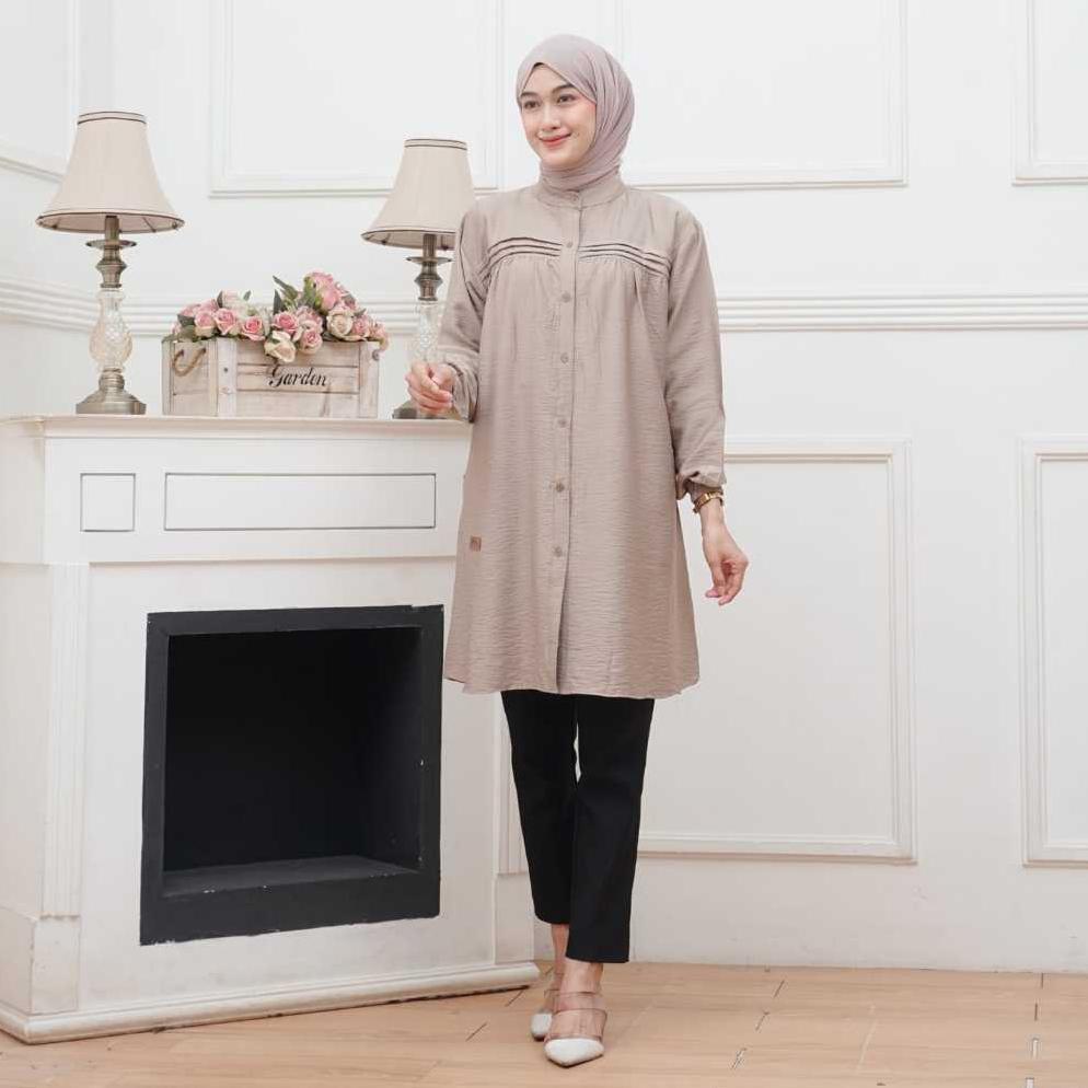 NEW (LD 110-130) NAURA LONG TUNIK BAJU ATASAN WANITA TUNIC KATUN RAYON TWILL PREMIUM WANITA STANDAR 
