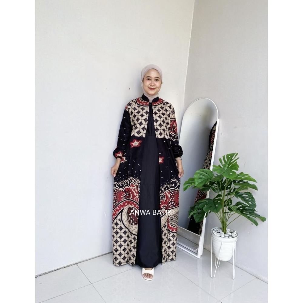 HOT Gamis Batik Mix Moscrepe premium Wanita Busui Terbaru Gamis Batik Jumbo LD 130cm