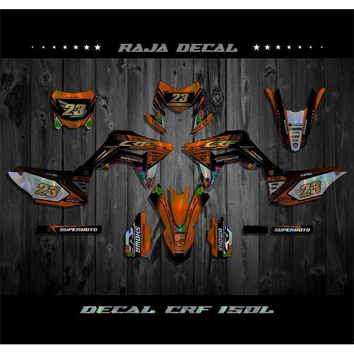 Decal Sticker Crf 150L Fullbody_Stiker Dekal Crf Bahan Hologram Motif Simple Floral Kode 048 Origina