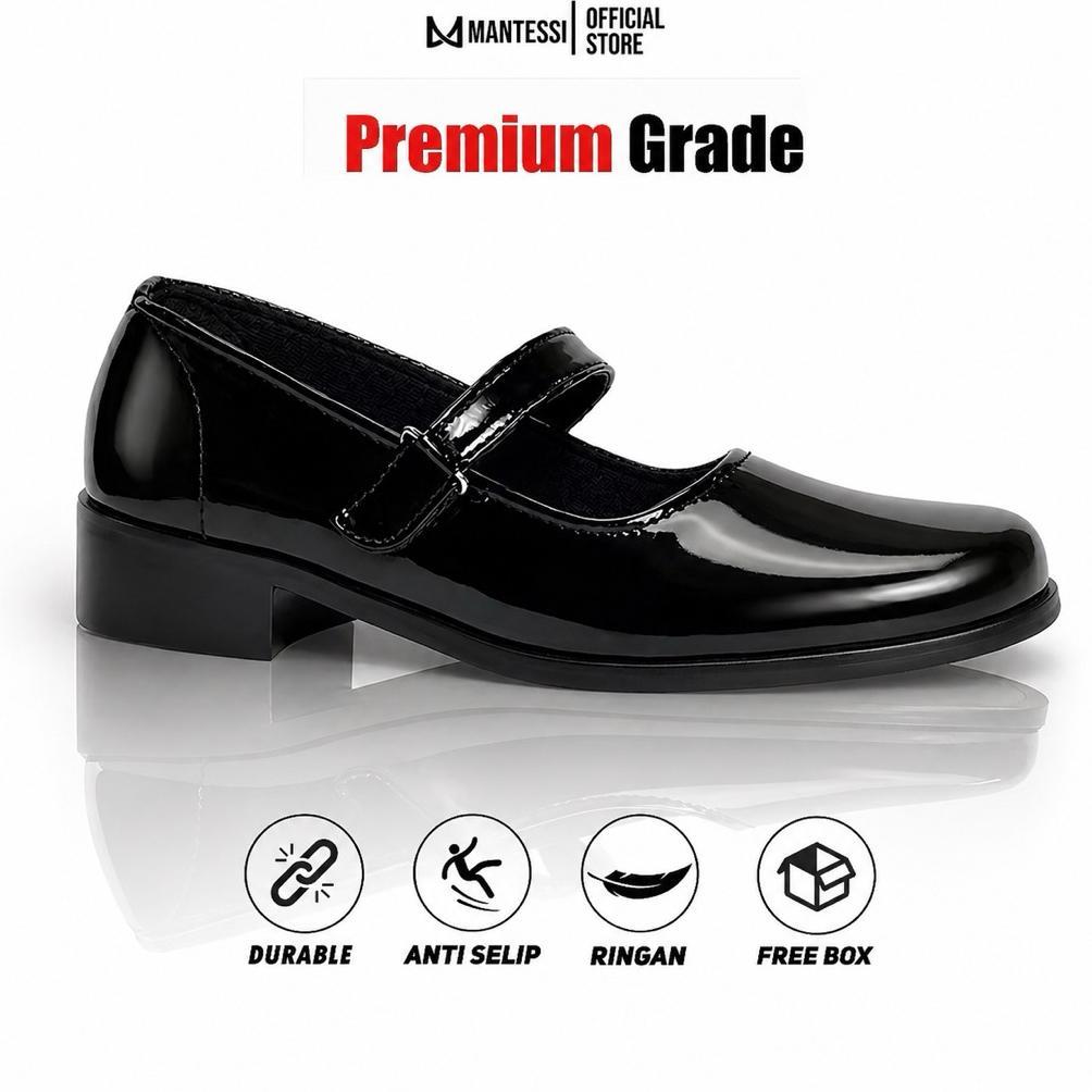 Grade Ori Mantessi Sepatu Pantofel Paskibra Wanita Kualitas Premium Hak 3Cm Sepatu Kerja Wanita Pant