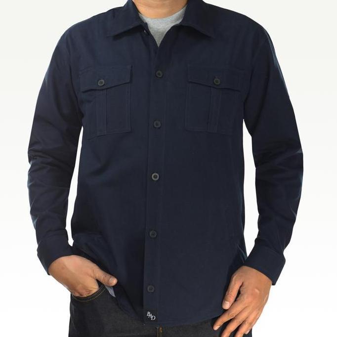 DISKON Kemeja Parka Semi Jaket Lengan Panjang Pria Big Size Jumbo Casual Kerja Cowok Katun Lapangan 