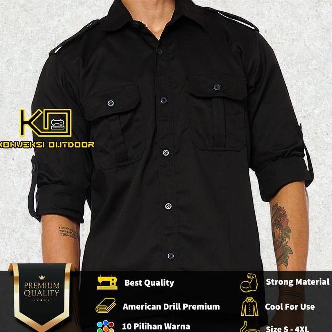 Baju Kemeja Pdl Pdh Lapangan Outdoor Atasan Pria Lengan Panjang Seragam Kerja Kantor Group Keren Kem