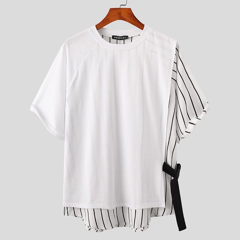 BEST DEALS Kaos pria 2in1 Fashion korea ootd outfit korea look men Tshirt Salur Garis