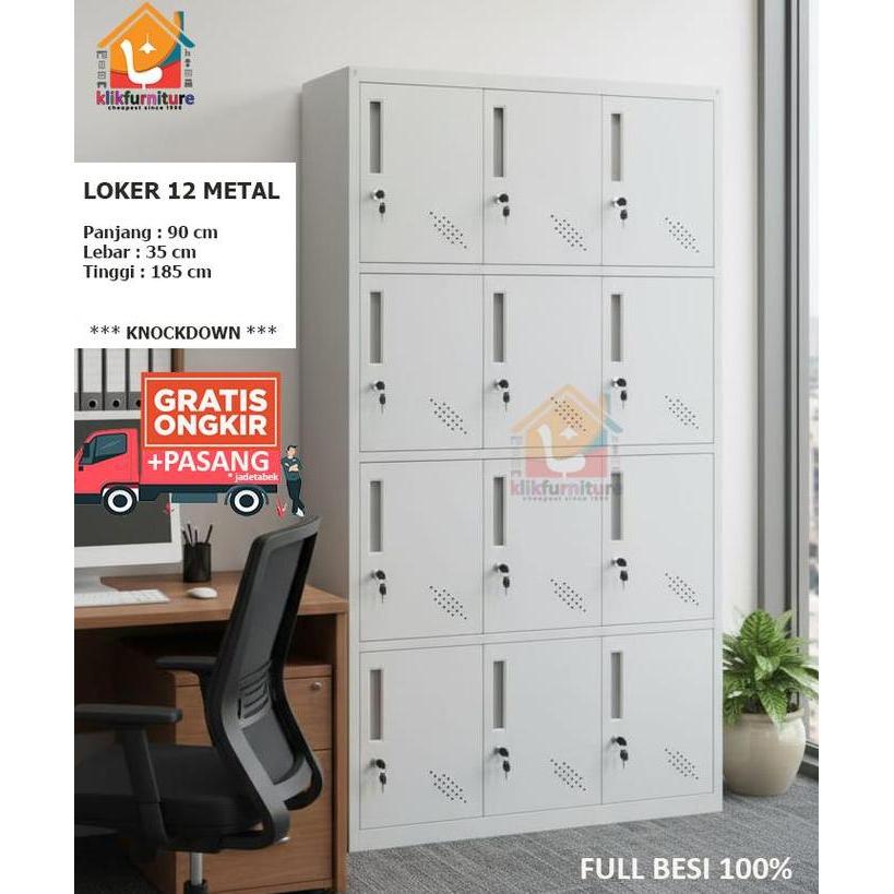 Lemari Loker Locker Besi Cabinet 12 Pintu Full Besi AKL 12
