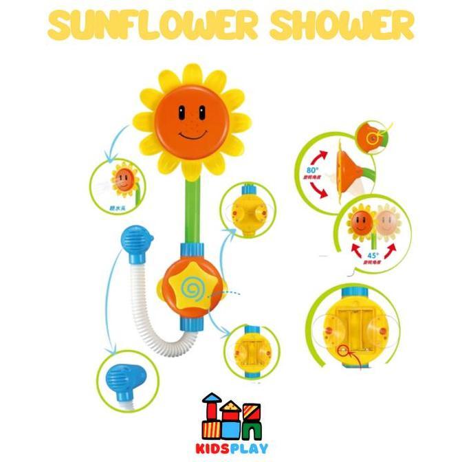 bagerstore44 - shower elektrik sunflower baby bath toys mainan semprotan air anak mainan mandi anak 