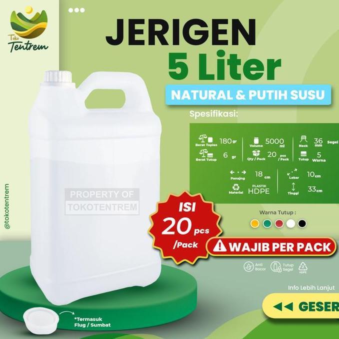 Baru- Jerigen 5 Liter - Jerrycan 5000 Ml - Jerigen Minyak -  Jerrican Jerigen 5000Ml - Jerigen Natur