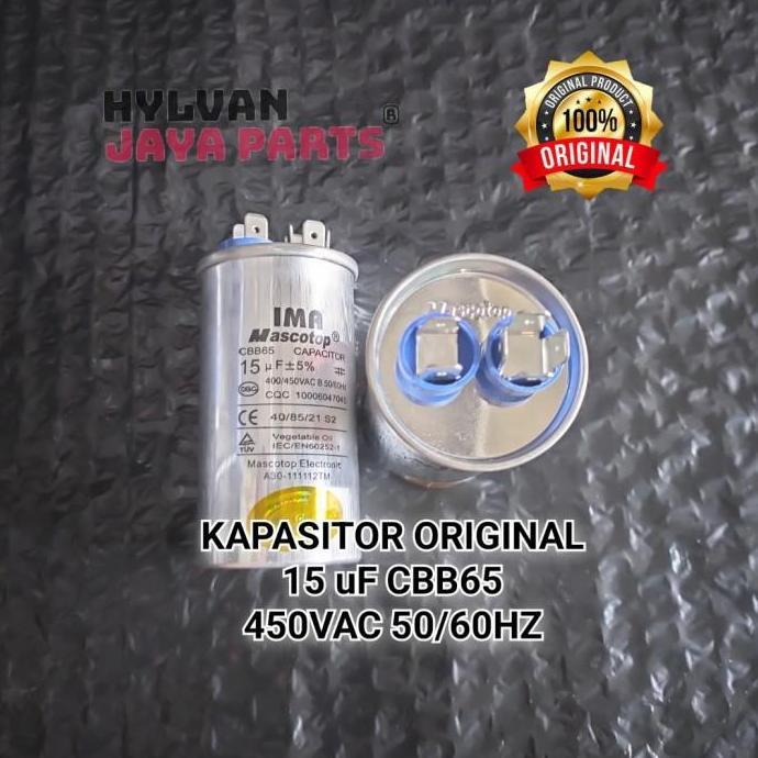 KAPASITOR AC 1/2 PK SHARP 15UF ORIGINAL HEMAT