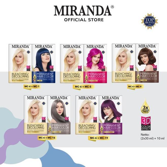 2Pcs Miranda Paket Cat Rambut Mc6 Bleaching Hair Color Varian Mc2 Blue Mc5 Pink Mc9 Brown Mc16 Ash B
