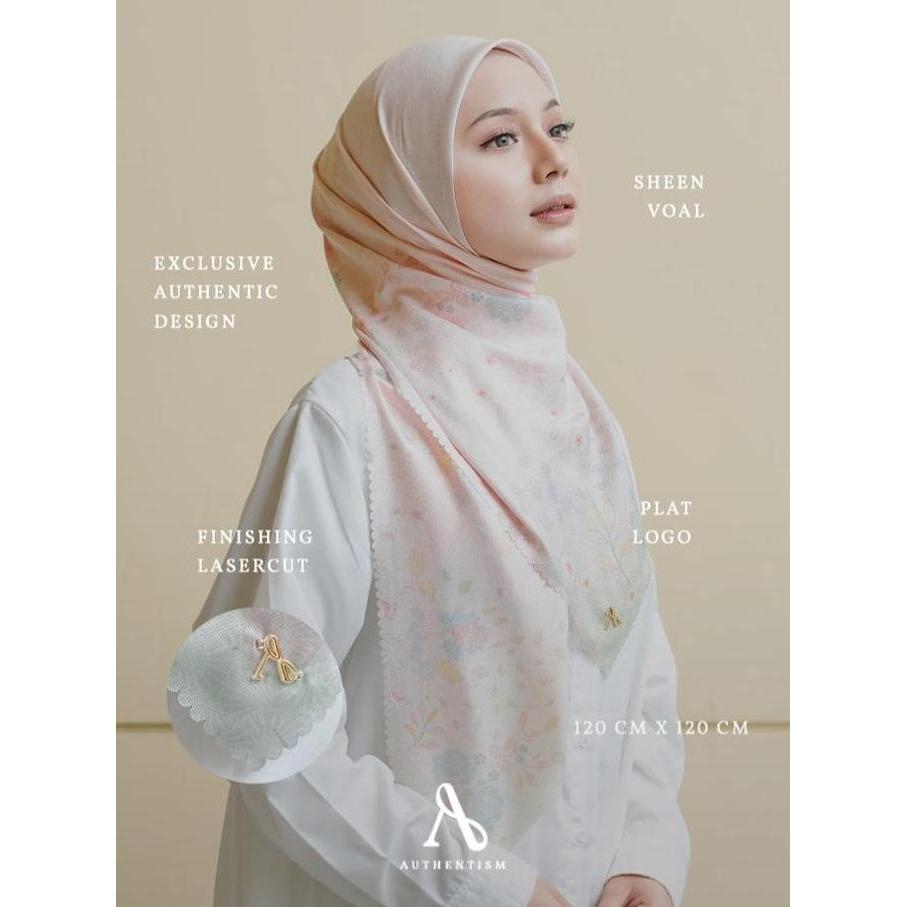 Veil- Authentism - Andelys Series Exclusive Pattern Printed Scarf Kerudung Segi Empat Voal Sheen Squ