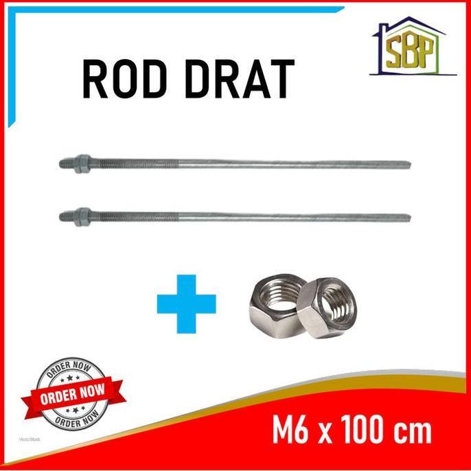 Rod Drat Hanger M6 x 100 Cm Isi 100 Batang Suspension Rot Kawat Gantungan Plafon