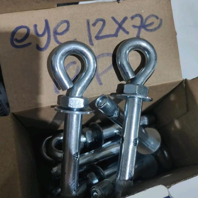 EYE DYNABOLT M12X80 PUTIH GALVANIS MEREK BDM TEBAL DAN PADAT/ EYE ANCHOR DYNABOLT M12X80 / EYE BOLT 