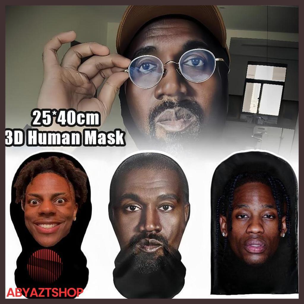 Berkualitas Mainan Motor Topeng 3D Printing/Topeng Wajah Travis Scott Kanye Ishowspeed Bahlil Lahada