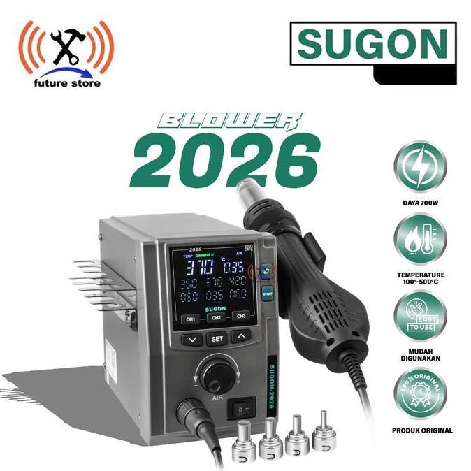 SUGON 2026 700W INTELLIGENT DIGITAL HOT AIR STATION ORIGINAL BLOWER untuk Servis HP BGA & Laptop CPU