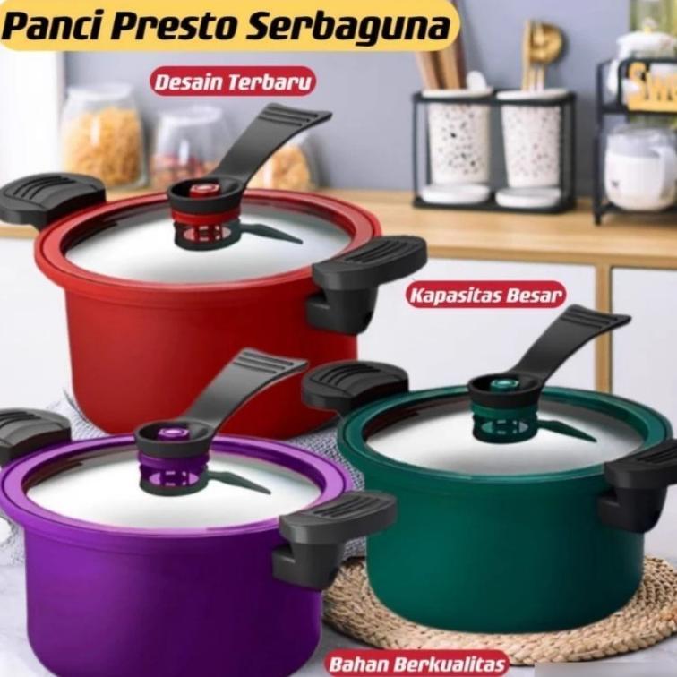 Cs - Panci Presto Teflon 3.5L Anti Lengket Ceramic Coating Induk Kompor Warna Hijau Merah Ungu