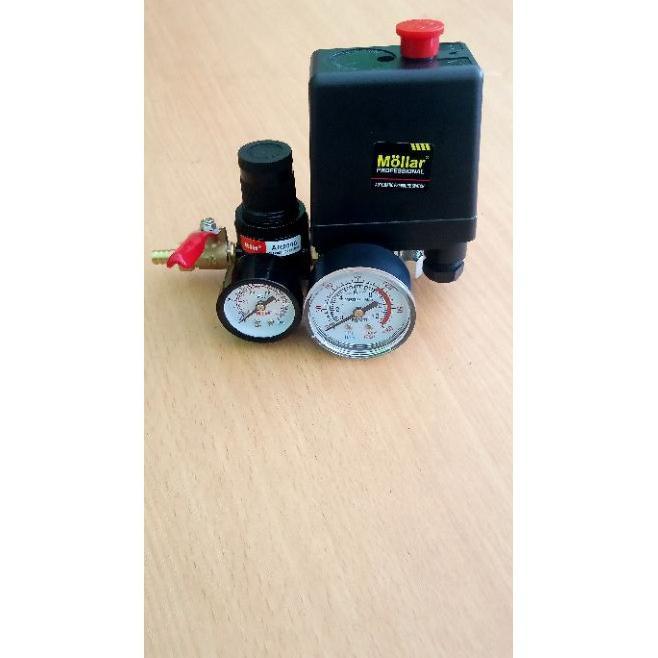 Otomatis Kompresor Mollar Fullset + Regulator Pengatur Angin
