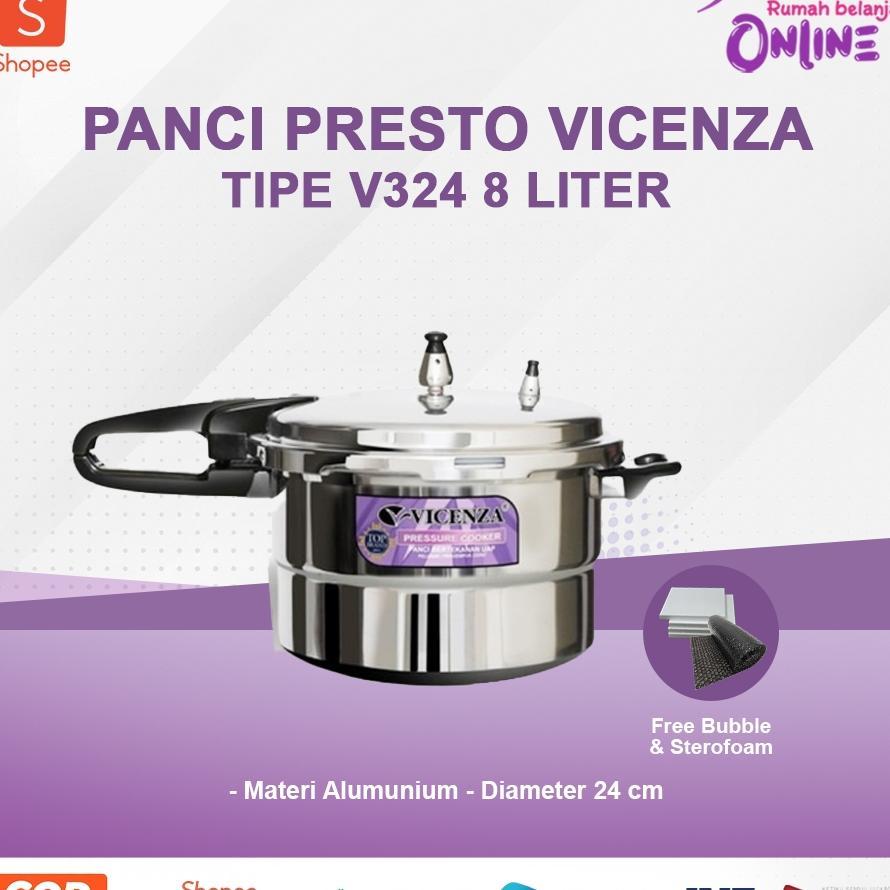 Vicenza Panci Presto 8Ltr+ V324 Panci Presto Vicenza Panci Presto 8 Liter Pani Presto Vicenza Origin