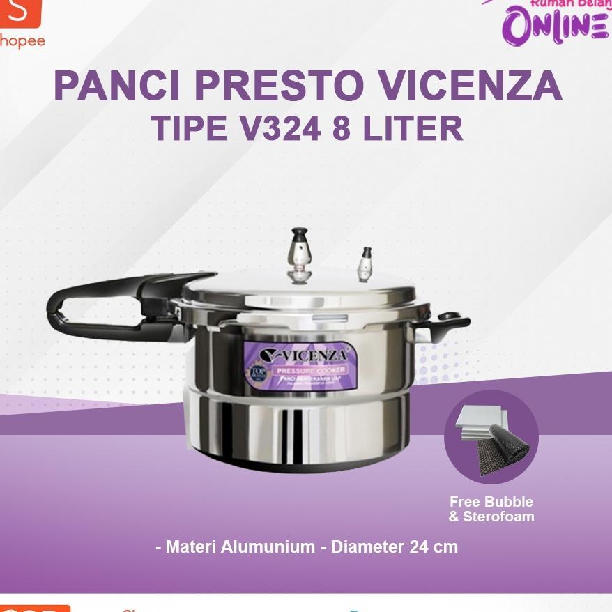 Vicenza Panci Presto 8Ltr+ V324 Panci Presto Vicenza Panci Presto 8 Liter Pani Presto Vicenza Origin