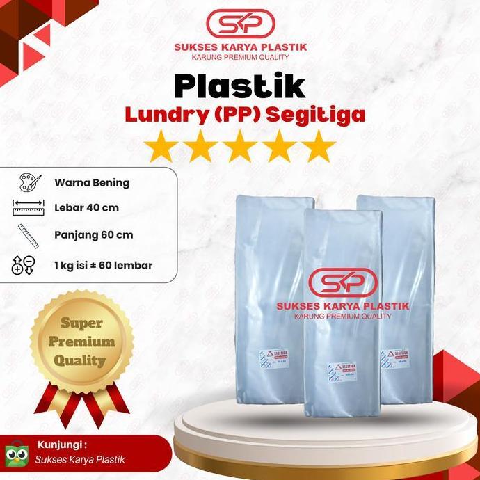 SUPER HEMAT - PLASTIK LAUNDRY (PP) MEREK SEGITIGA 1 PACK 40 X 60 CM TEBAL 30 MICRON