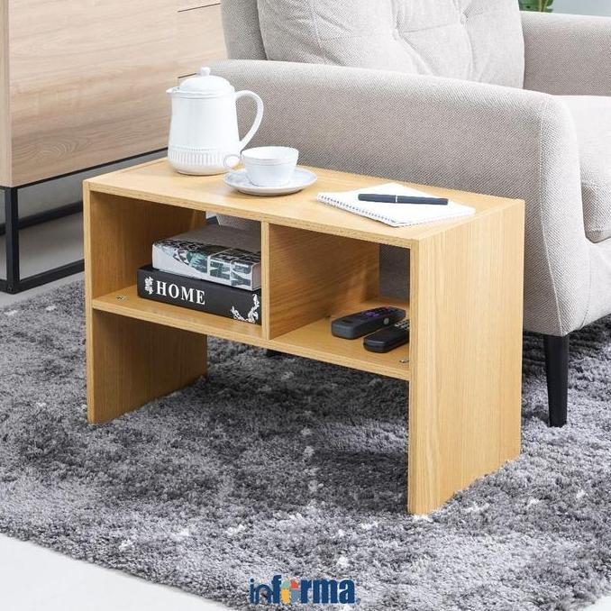 BEST SELLER - Informa Meja Flip Side - Cokelat Oak Penyimpanan Ruang Tamu Meja Sofa Rak Buku Baca Me