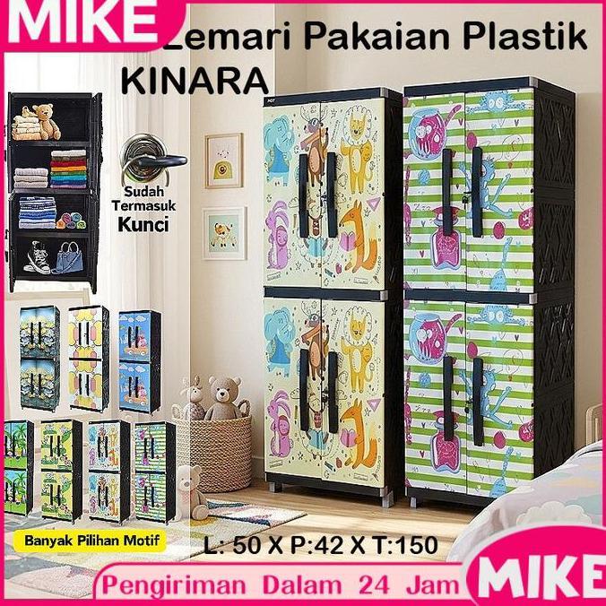 GRATIS ONGKIR - MIKE Lemari Pakaian Plastik KINARA Lemari Kunci Lemari Susun Lemari Stiker Karakter 