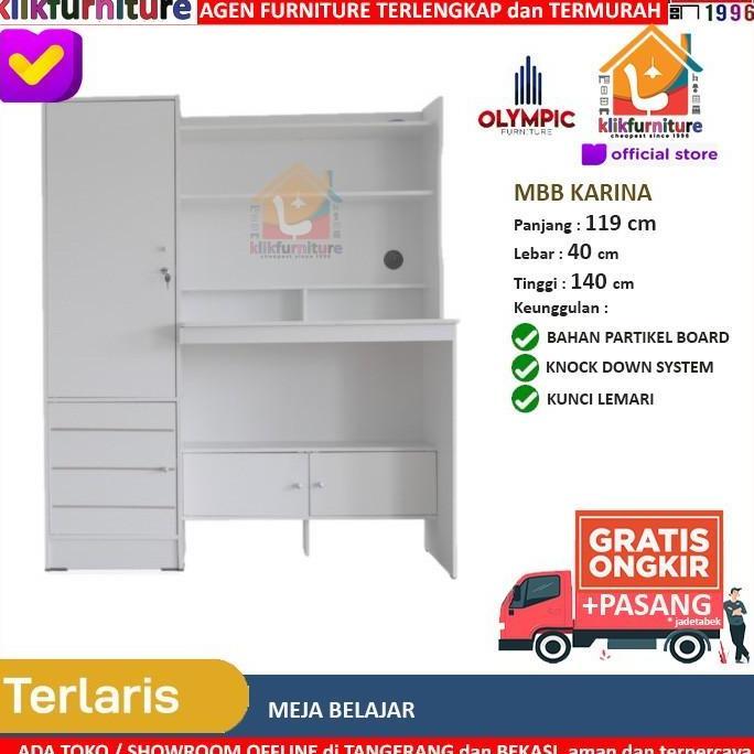 CLEARANCE SALE - OLYMPIC Meja Belajar Putih Minimalis MBB KARIN