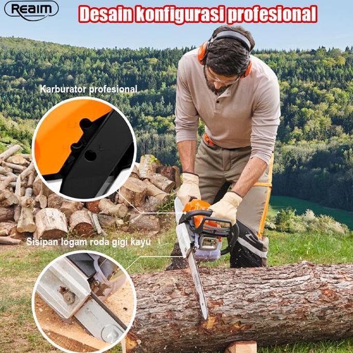 Terlaris Ready Reaim Chainsaw Cordless 20 Inch 52Cc Senso Gergaji Mesin 2 / 4 Tak Untuk Mesin Potong