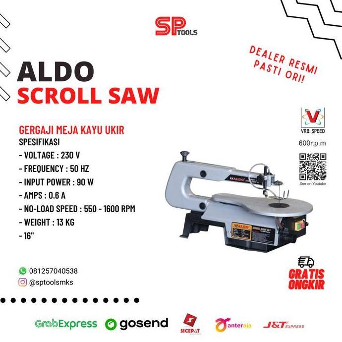 Terlaris Scroll Saw 16" Mesin Gergaji Kayu Ukir Jahit Kayu 16 Inch Aldo Scs16Vs