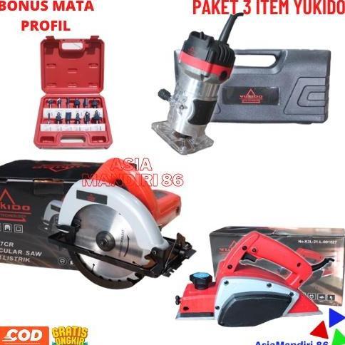 Terlaris Baru Paket (3 Item) Tukang Kayu Yukido Mesin Circular Saw + Mesin