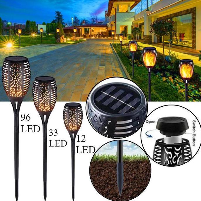 Newlict- Lampu Obor Taman Tenaga Surya/Lampu Taman Obor Solar Led/Lampu Taman Obor Solar Led/Lampu T