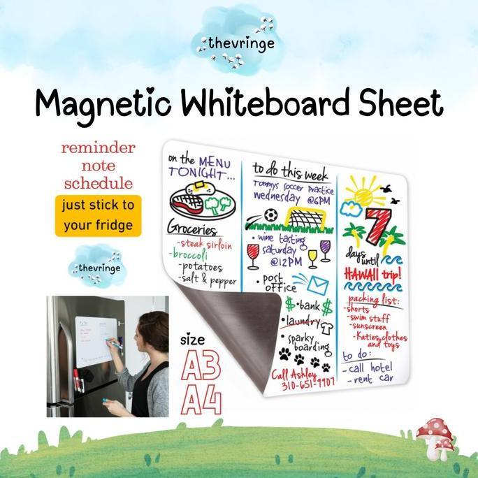 Pilihan- Whiteboard Sheet Papan Tulis Magnet Lembaran A3 A4 Multifungsi Untuk Kulkas Dan Permukaan B