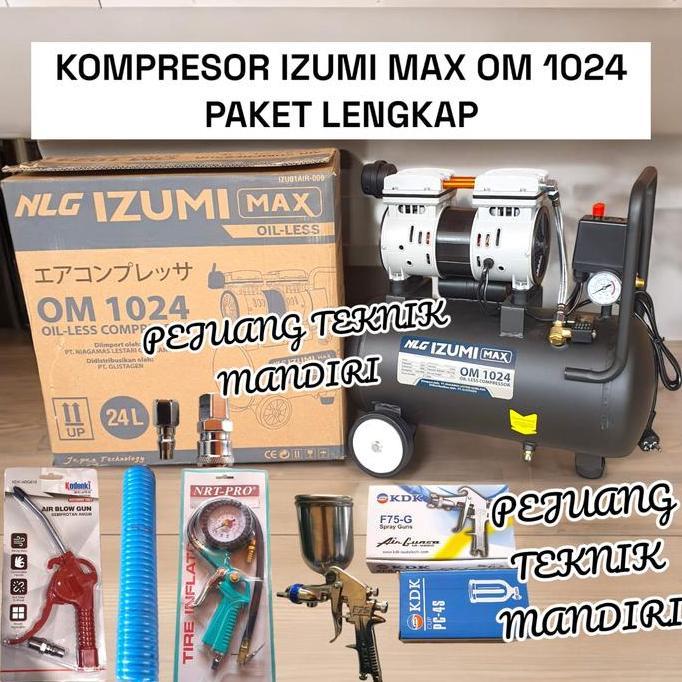 New- Mesin Kompresor Angin Oilless Izumi Max Om 1024 1Hp / Izumi Om1024 24L