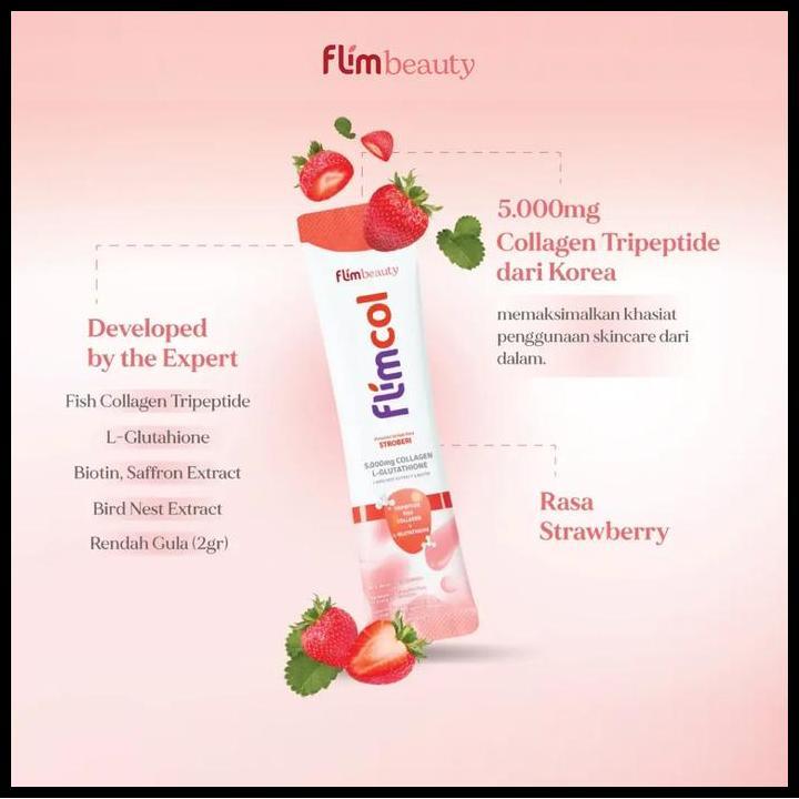 Flimbeauty Flimcol Stroberi 5000Mg Collagen & L-Glutathione - 1 Box Best Seller