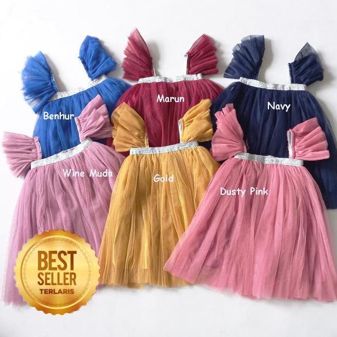 Baba- Dress Bayi Perempuan 6 12 Bulan Gaun Pesta Baby Baju Rna Hitam Putih Lilac Sage Green Merah Ro