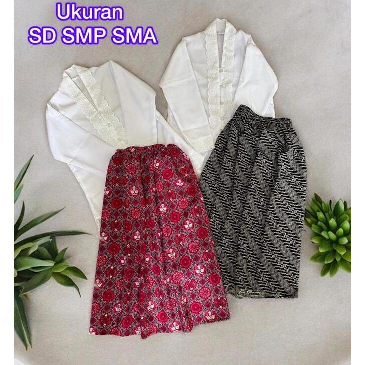 Kebaya Sekolah Anak SD SMP SMA Setelan Kebaya Anak Putih Merah Usia 4-18 Th Seragam Baju Kartini Keb