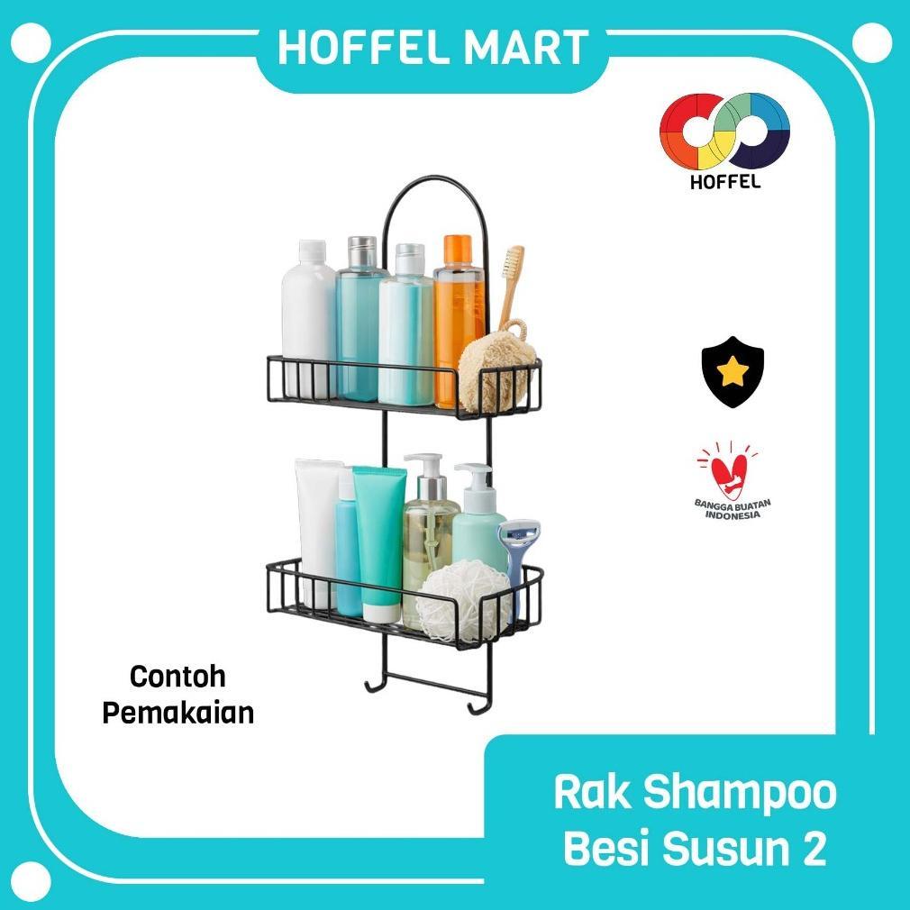 HOFFEL Rak Shampoo Besi Susun 2 Rak Gantung Rak Kamar Mandi