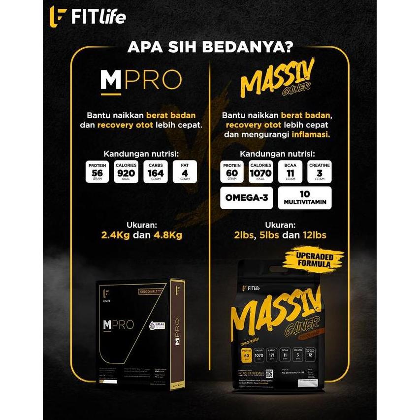 Mento- Fitlife Massiv Gainer Sachet 75 Gram Susu Protein Bulking Tinggi Protein Dan Kal