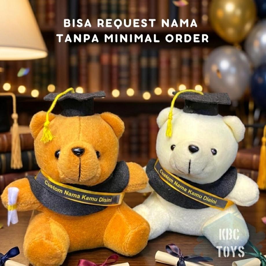 ORIGINAL Boneka  Wisuda Teddy BEAR Mini Ukuran -+15cm FREE REQ NAMA/Boneka Buket Wisuda Teddy Bear /