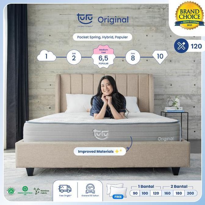 Kasur Pocket Spring Bed TURU ORIGINAL uk. 120x200 (Double) FREE BANTAL