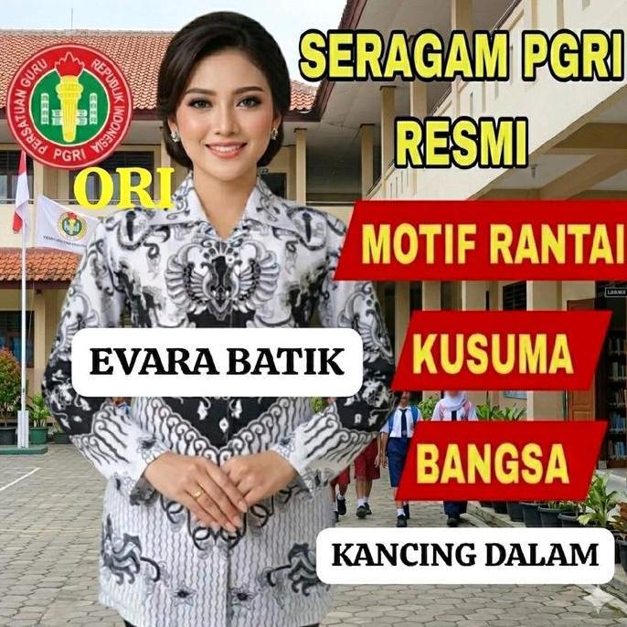 Seragam Resmi PGRI Terbaru 2025 & Tunik PGRI Motif Rantai Produk ORI Kusuma Bangsa Pria & Wanita - B