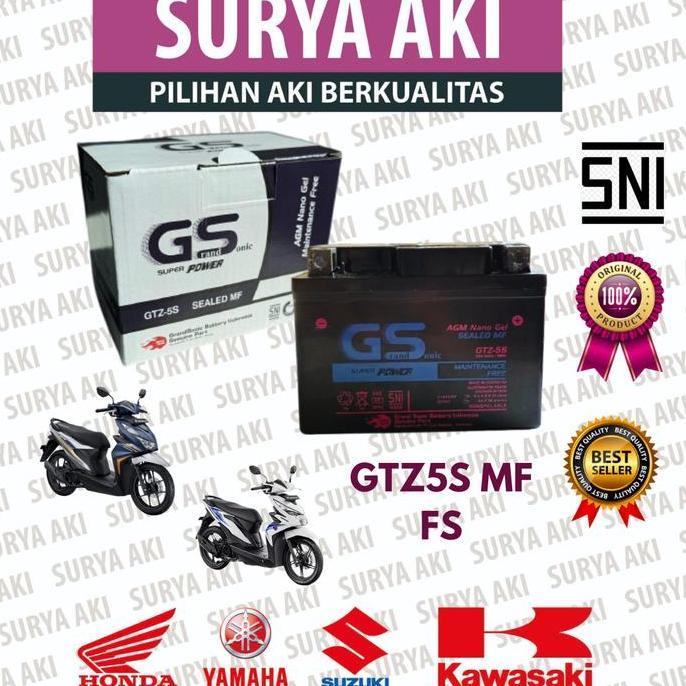 Aki 5Ah Grand Sonic Gtz5S Aki Motor Jupiter Mx New Beat Esp Scoopy Esp Terbaru