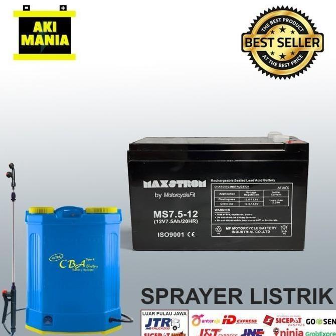 Aki Sprayer Listrik 12V 7.5Ah Aki Maxstrom 7.5-12 Asli
