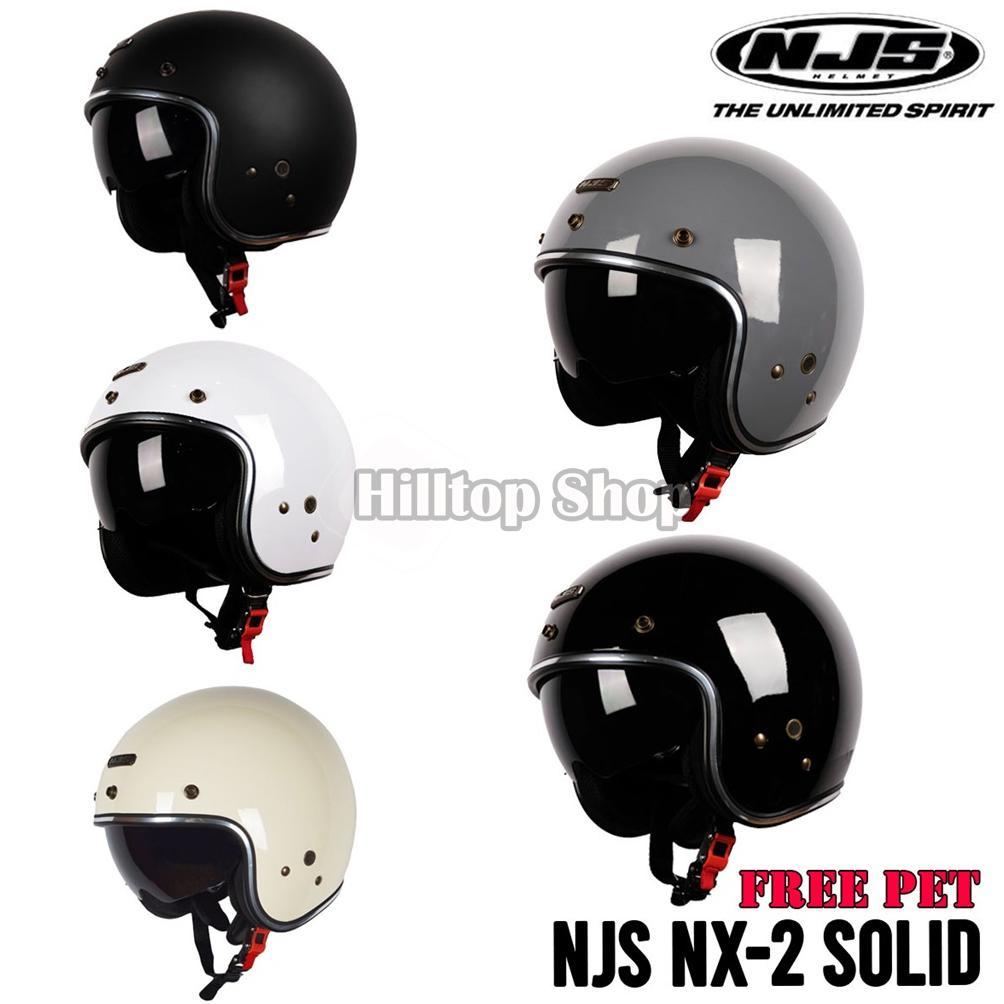 Helm Retro NJS NX-2 Solid List Chrome - Inner Visor Smoke - Free Pet | NJS NX2 | NJS NX | Helm Bogo 