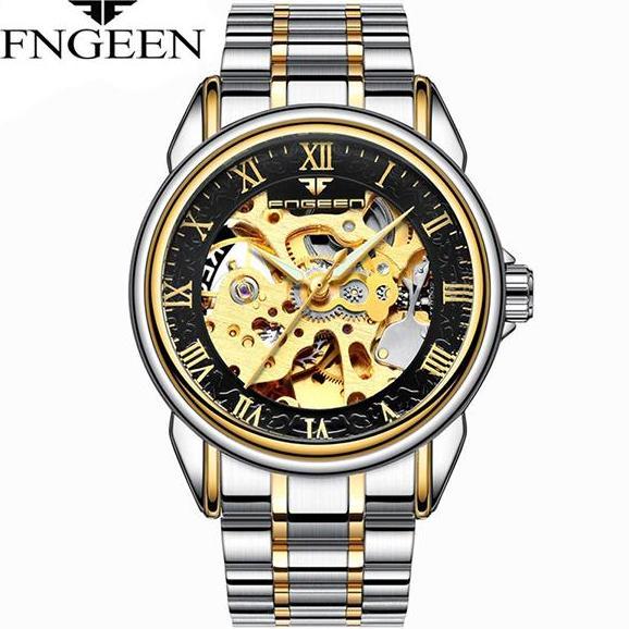 Orologi- Fngeen 8866 Otomatis Jam Tangan Pria Anti Air Fashion Stainless Steel Mekanis Terproof Tche