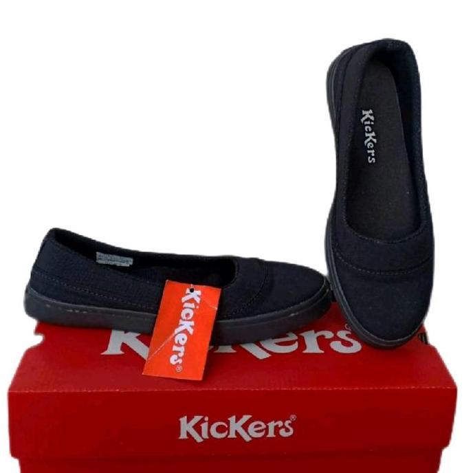 Scarpe- Sepatu Hitam Flatshoes Karet Kickers Kanvas Hak Rata Nita Kerja