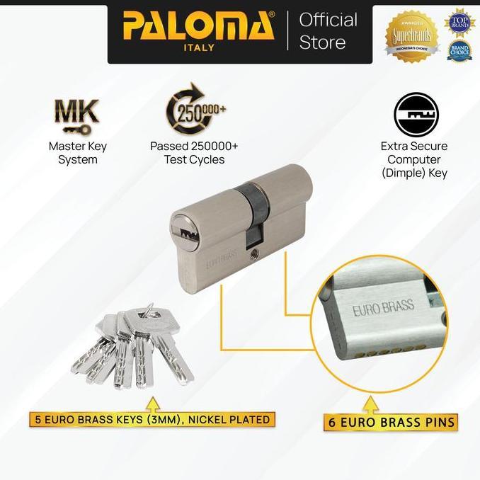 PALOMA Cylinder Kunci Pintu Silinder Anak Computer Key DC-CK Brass Kuningan Gold Emas Grey Abu Antiq
