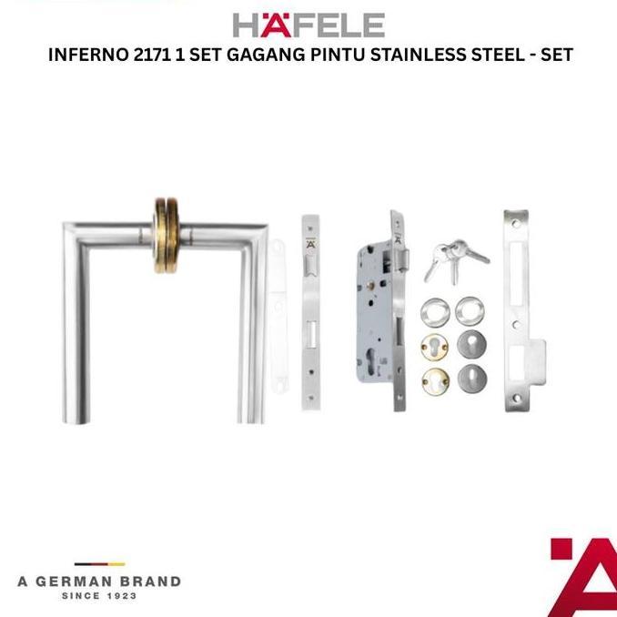 Hafele Inferno 2171 1 Set Gagang Kunci Pintu  Kamar Rumah Stainless Steel - Pegangan Pintu Model Kek