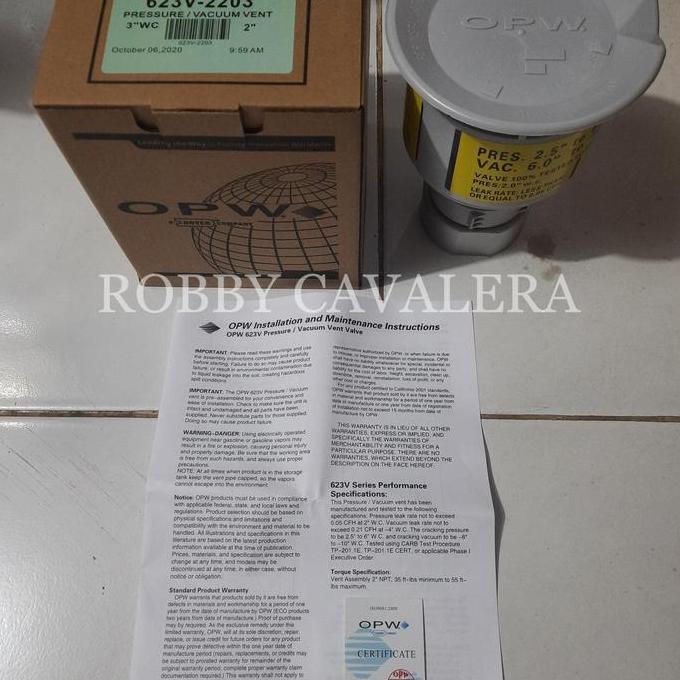 Pv Vent Valve Opw 623V Pressure Vacuum Upward Vent 2" Ul Pertashop