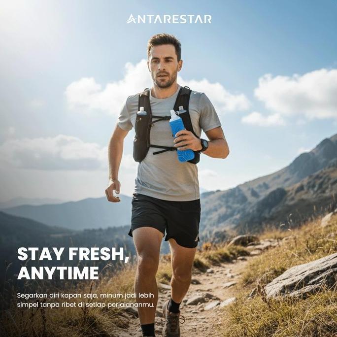 Termurahjaminan- Antarestar Soft Flask 500Ml Botol Minum Lipat Tpu Ringan Bpa Free Untuk Hiking Lari