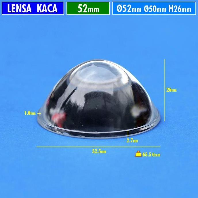 LENSA 52MM KACA CEMBUNG DATAR H.26 PART LAMPU LENSA LED 2 INCH MCP HPL CREE SST OSRAM  BILED PROJIE 